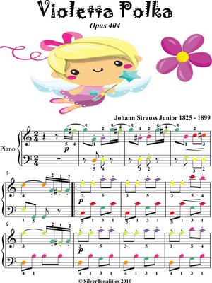 cover image of Violetta Polka Opus 404 Easy Piano Sheet Music with Colored Notes